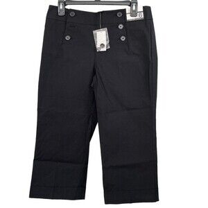 NWT New York & Company Stretch Crop Straight Leg Uptown Rise Black Size 6‎